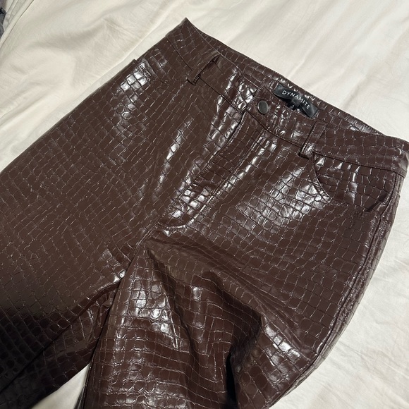Dynamite brown faux crocodile faux leather pants - Picture 2 of 4